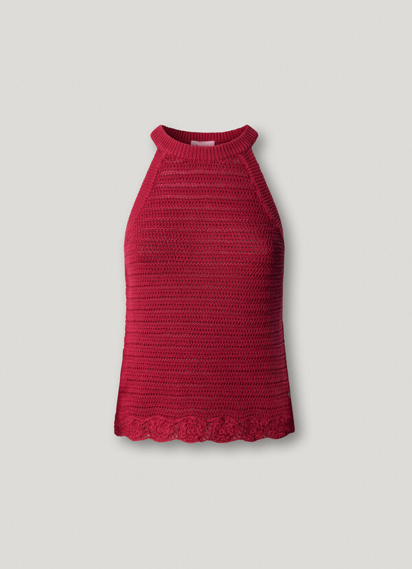CROCHET HALTER NECK TOP