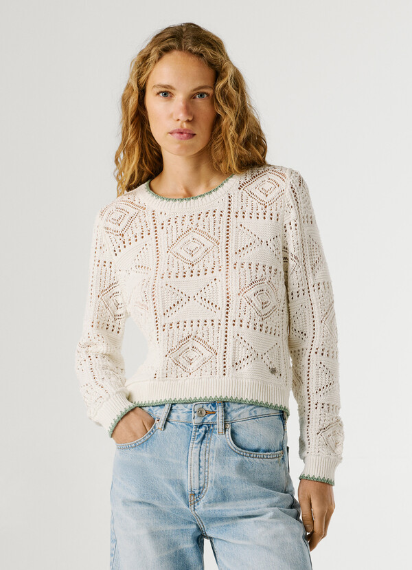 CREW NECK OPENWORK JUMPER
