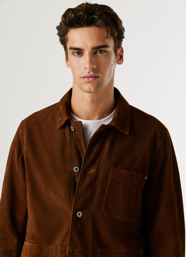 SUEDE JACKET WITH BUTTON-UP FASTENING