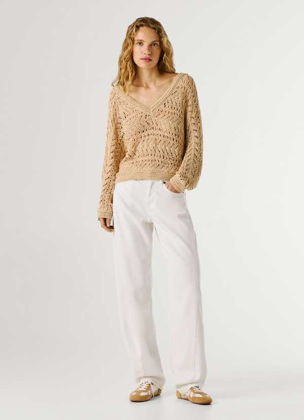 V-NECK OPENWORK JUMPER