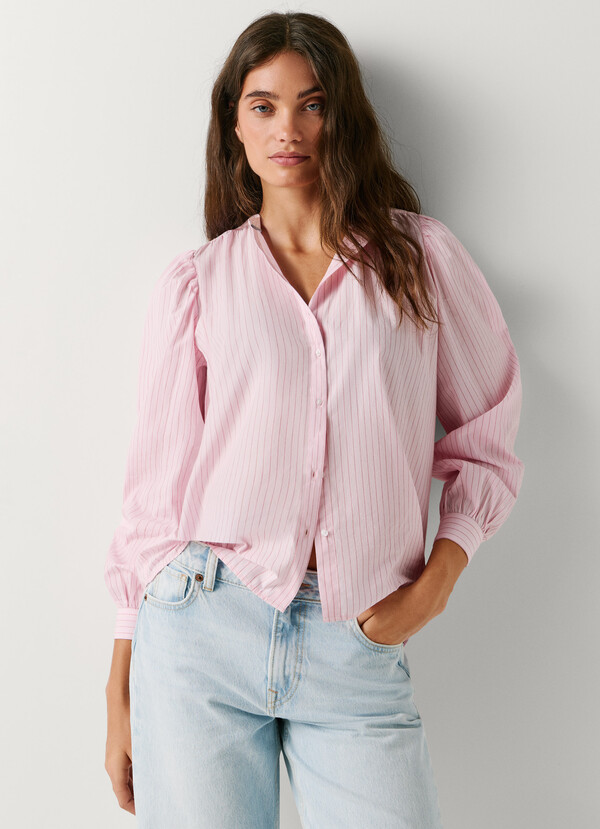 STRIPED POPLIN BLOUSE