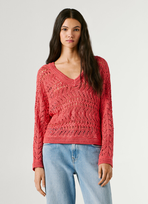 V-NECK OPENWORK JUMPER