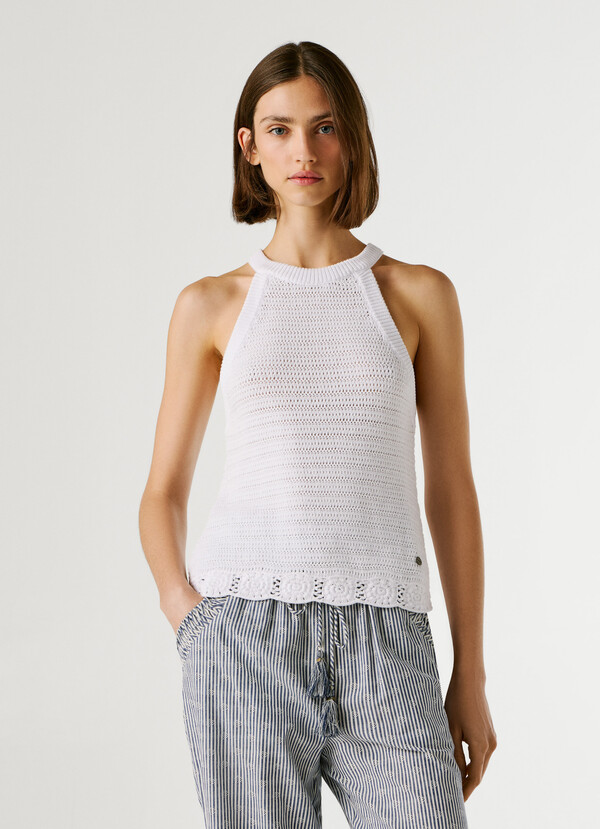CROCHET HALTER NECK TOP