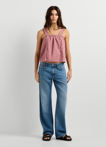 STRAPPY TOP WITH FRAYED DETAILS
