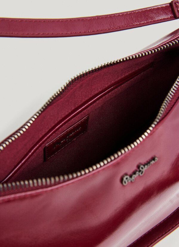 Leather effect crescent-shaped handbag