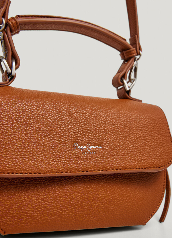 LEATHER EFFECT SHOULDER BAG WITH FLAP
