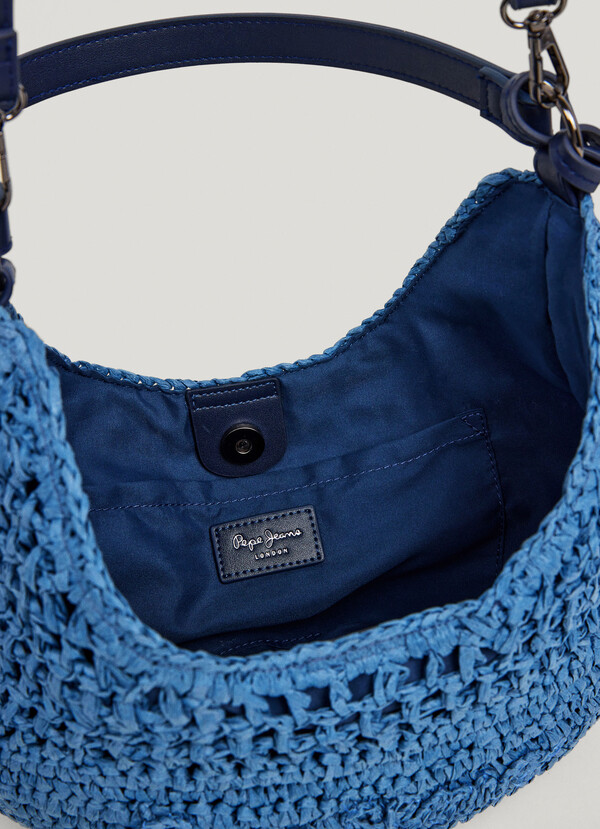 Crescent-Shaped Raffia Handbag