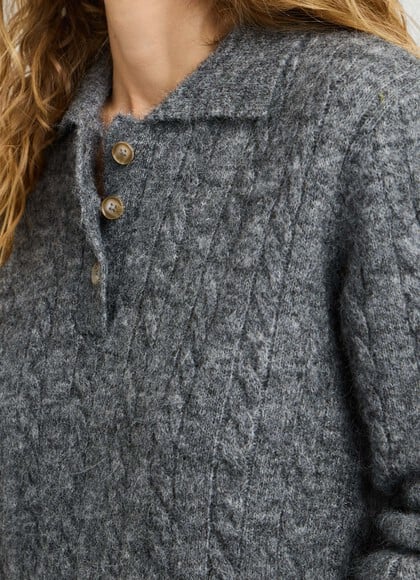 CABLE KNIT POLO NECK JUMPER