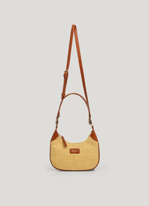 Crescent-Shaped Raffia Handbag