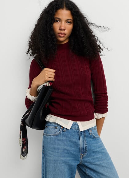 HIGH NECK RIBBED JUMPER
