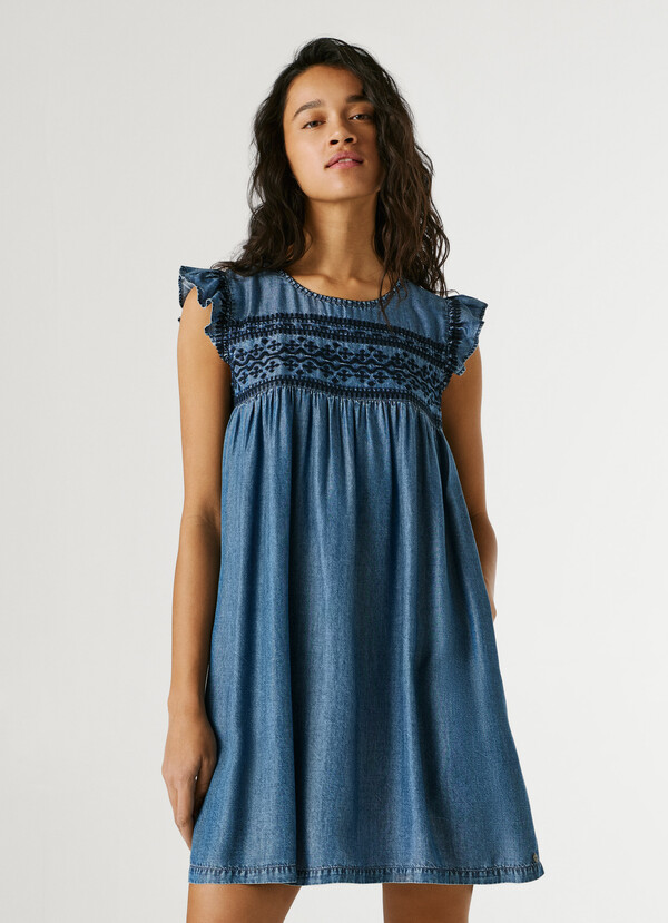 EMBROIDERED DETAIL MINI DRESS