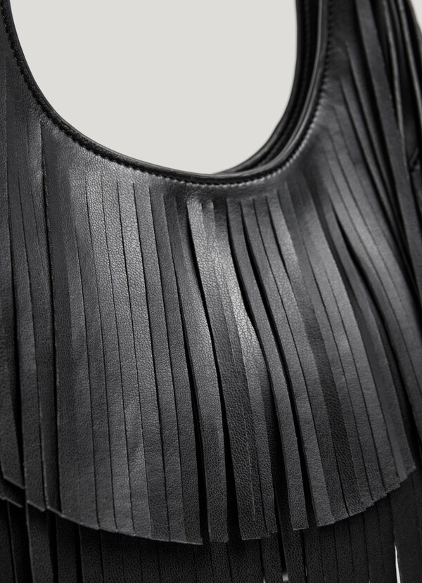 Leather effect crescent-shaped handbag