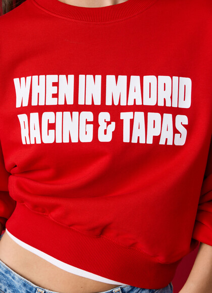 Crop Loose Fit Racing & Tapas Sweatshirt