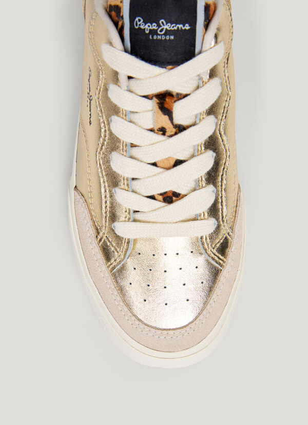 GOLDEN TRAINERS WITH ANIMAL PRINT DETAILS