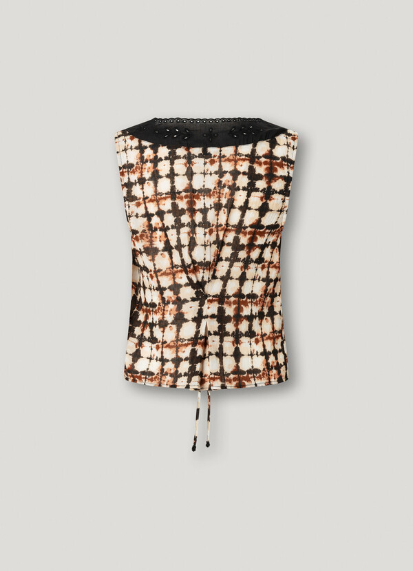 SLEEVELESS IKAT PRINT BLOUSE