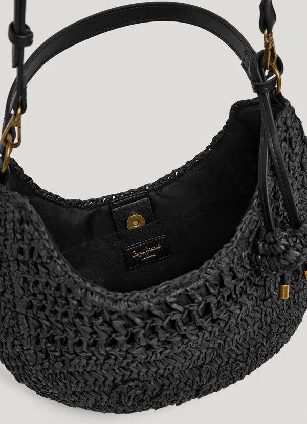 Crescent-Shaped Raffia Handbag