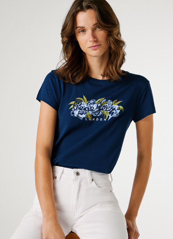 PRINTED FLORAL LOGO T-SHIRT