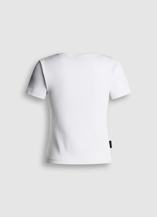 RIBBED LOGO EMBROIDERED T-SHIRT