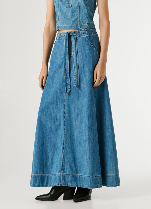 REGULAR FIT DENIM MAXI SKIRT