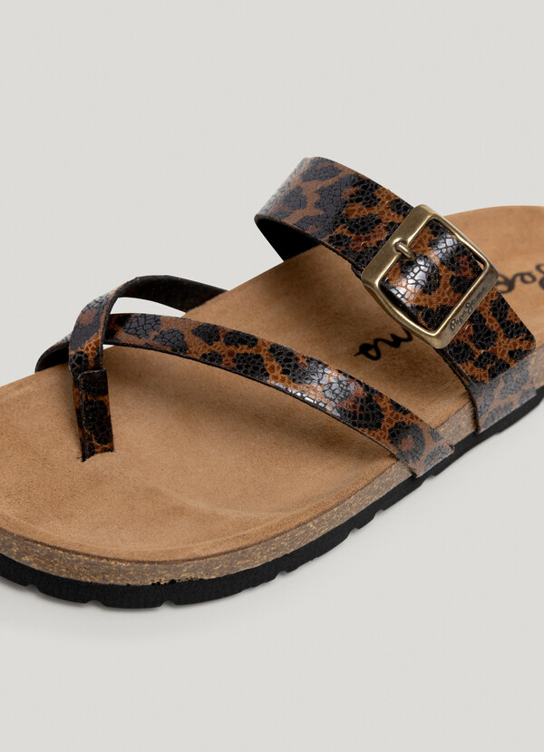 ANIMAL PRINT SANDALS WITH BUCKLE