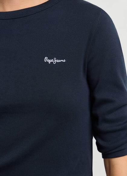 RIBBED LOGO EMBROIDERED T-SHIRT