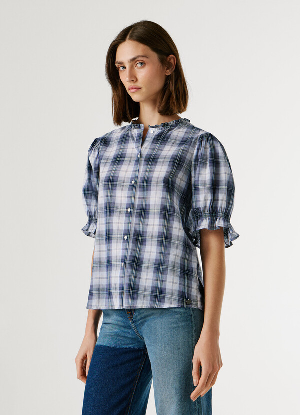 CHECKED BLOUSE WITH RUFFLES
