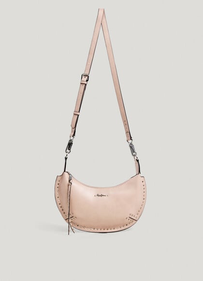 Leather effect crescent-shaped handbag