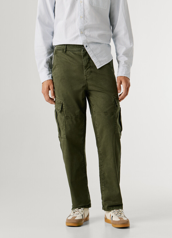 REGULAR FIT TWILL CARGO TROUSERS