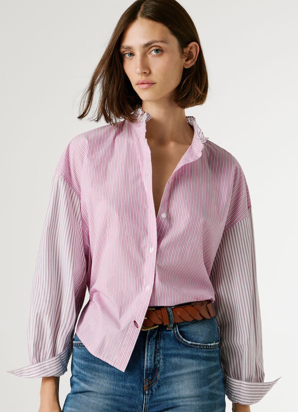 STRIPED POPLIN BLOUSE