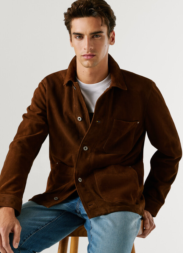 SUEDE JACKET WITH BUTTON-UP FASTENING