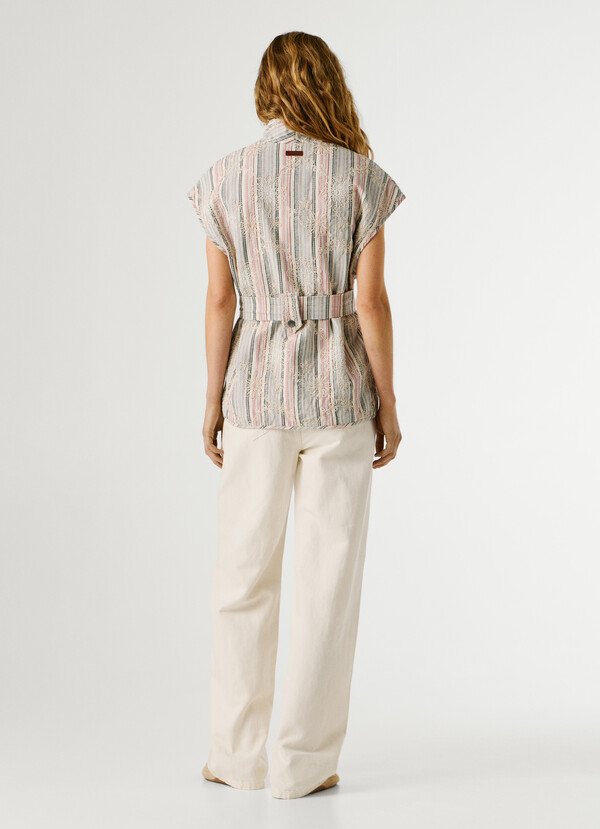 STRIPED WAISTCOAT WITH BELT