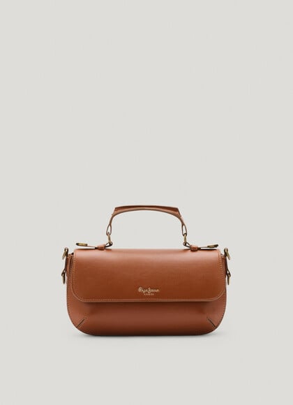 LEATHER EFFECT SHOULDER BAG WITH FLAP