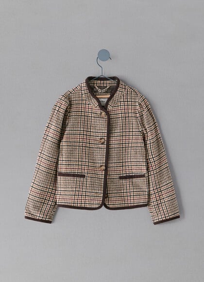 CHECKED MAO COLLAR JACKET