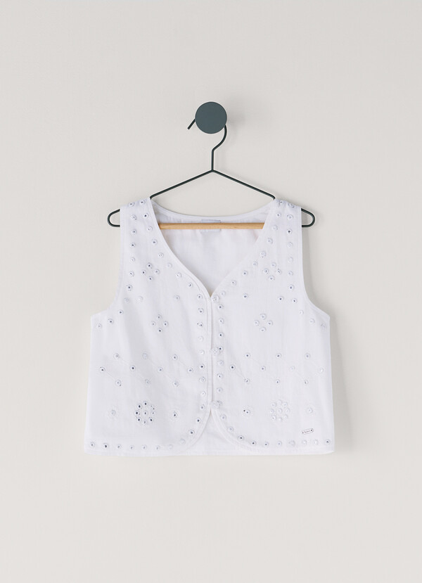 PADDED WAISTCOAT WITH OPENWORK DETAILS