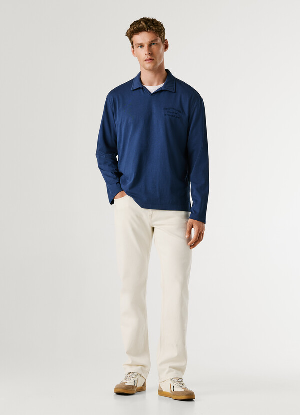 LONG SLEEVE POLO WITH EMBROIDERED LOGO