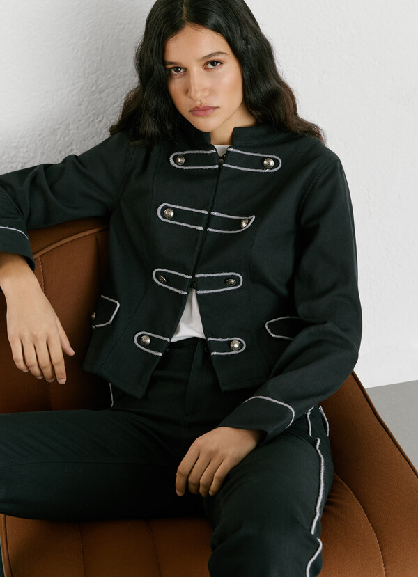 TWILL JACKET WITH MAO COLLAR