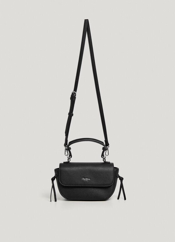 LEATHER EFFECT SHOULDER BAG WITH FLAP