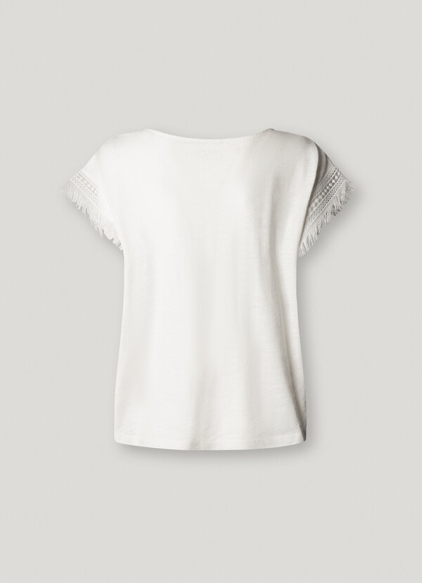 CREW NECK T-SHIRT WITH FRINGES