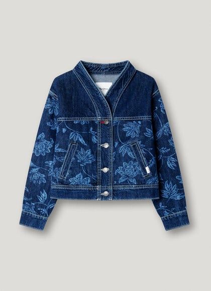 DENIM JACKET WITH FLORAL DETAILS