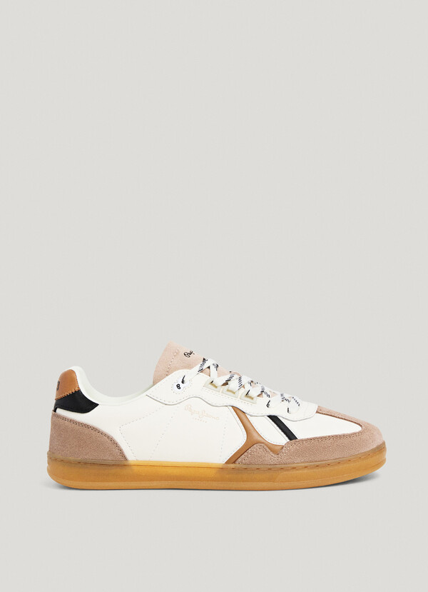 SNEAKERS IN PELLE CON DETTAGLI IN CAMOSCIO - BALL