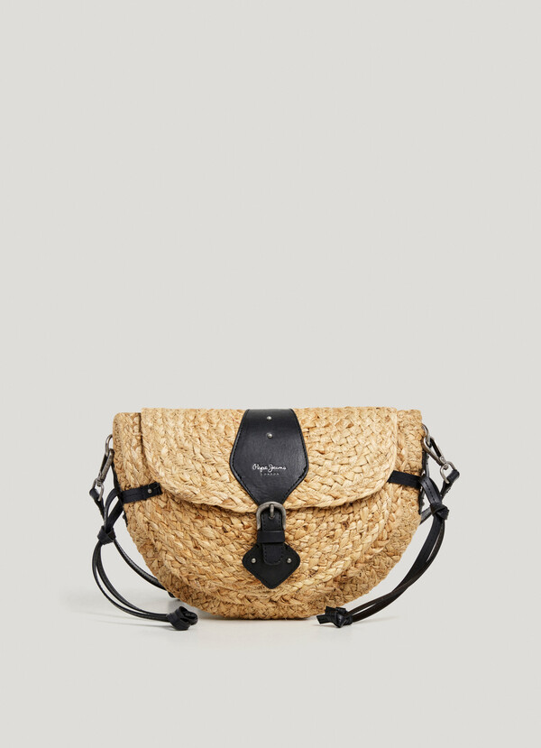 JUTE SHOULDER BAG WITH FLAP