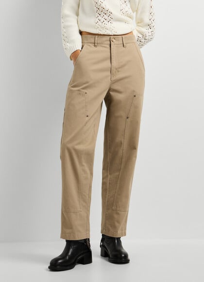 STRAIGHT FIT TWILL CARGO TROUSERS