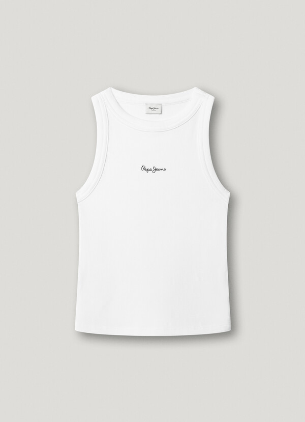 RIBBED LOGO PRINT T-SHIRT