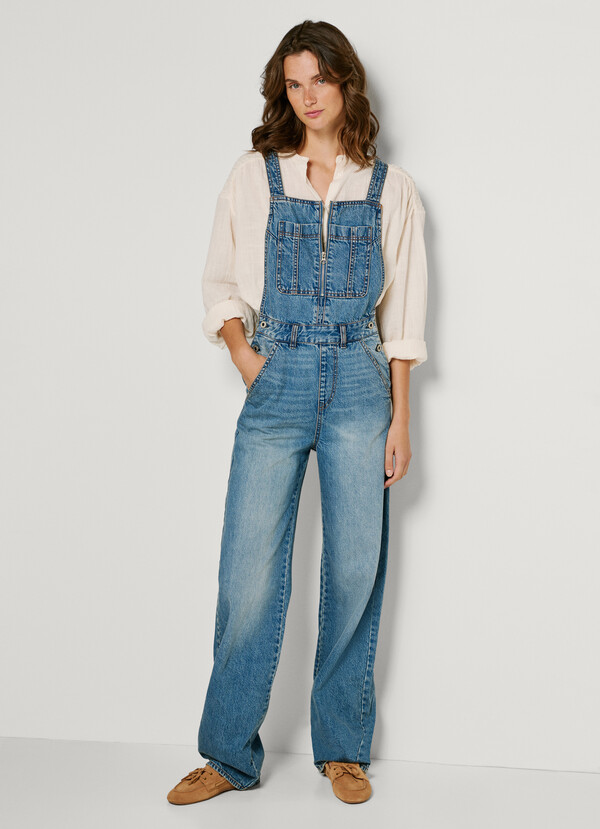 REGULAR FIT DENIM MAXI DUNGAREES