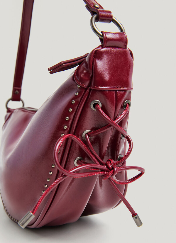 Leather effect crescent-shaped handbag