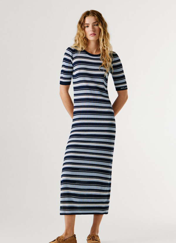 RIBBED STRIPED MAXI DRESS