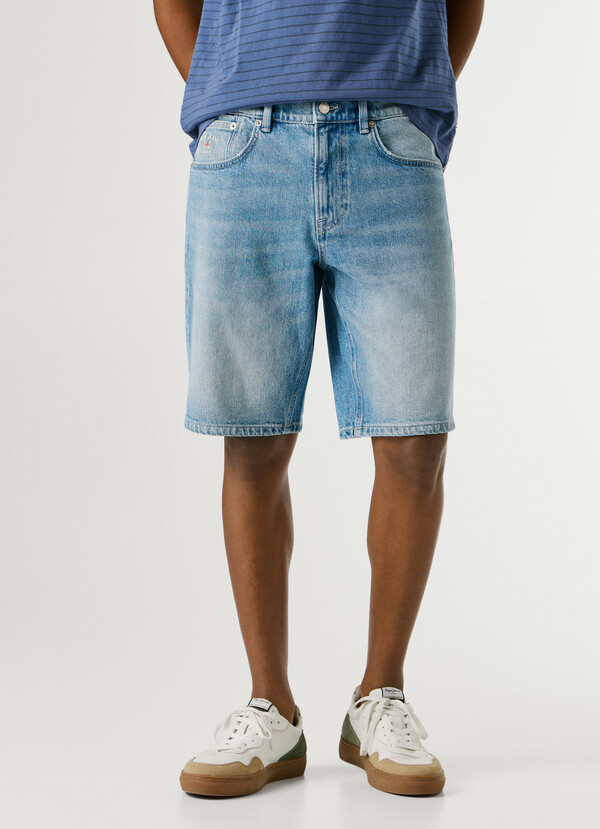TAPER FIT DENIM BERMUDA SHORTS