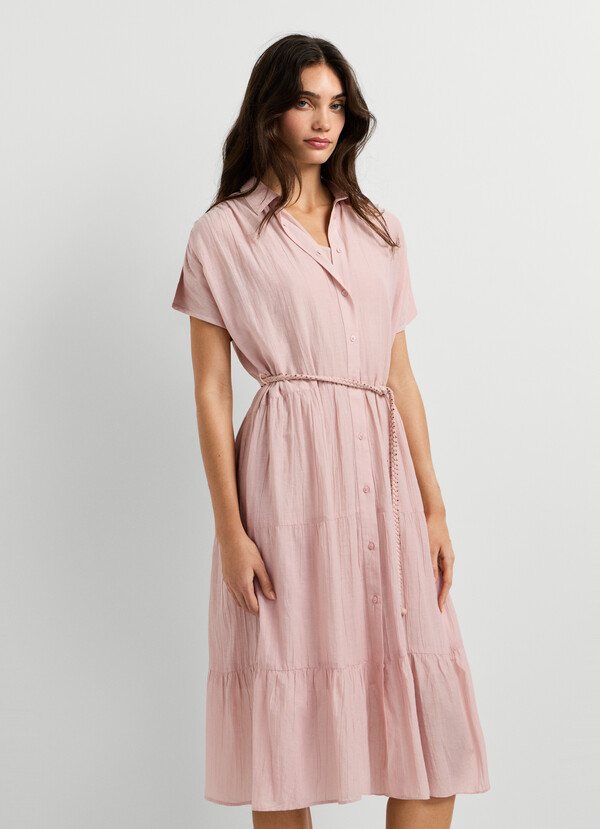SHIRT COLLAR MIDI DRESS