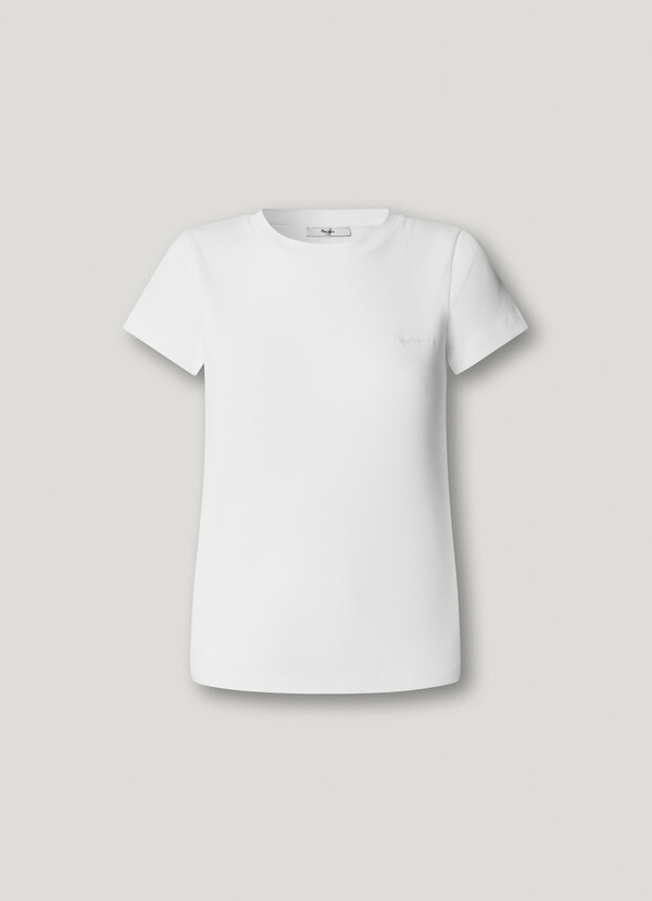 RIBBED EMBROIDERED LOGO T-SHIRT