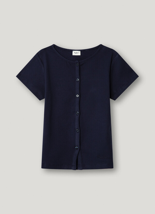 RIBBED BUTTON-UP T-SHIRT